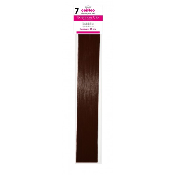 EXTENSIONS CLIPS CHEVEUX SYNTHETIQUE MAXI LONGUEURS CHATAIN MARRON